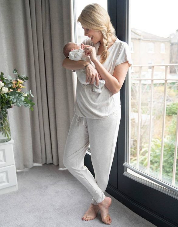 Seraphine Karen Nursing SS 2 Piece Loungeset Oatmeal – Baby & Me Maternity