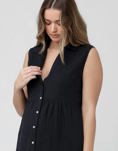 Ripe Tracy Tiered Linen Dress Navy