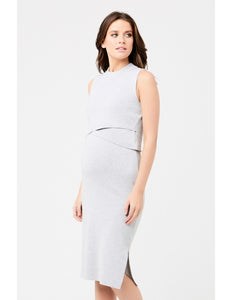 Ripe Layered Knit Nursing Dress Silver Marle