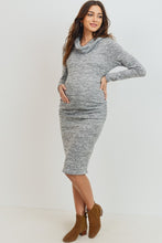 Hello Miz Cowl Neck Long Sleeve Maternity Dress Heather Grey