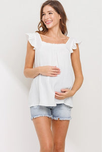 Hello Miz Flowy Maternity Tank White