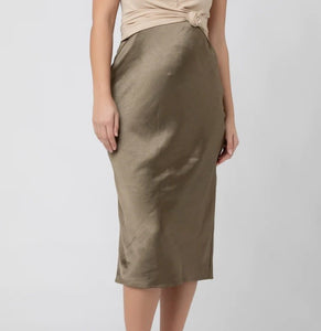 Ripe Lexie Satin Skirt Olive