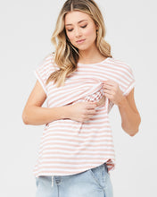 Ripe Lionel Nursing Tee Dusty Pink and White Stripe