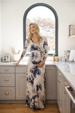 Hello Miz Floral Maxi Dress Taupe Navy Print