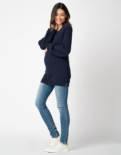 Seraphine Kerr Bell Sleeve Detail Nursing Top Navy