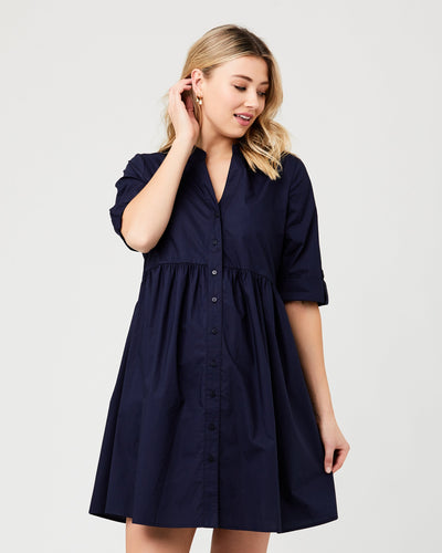 Ripe Maternity, Penny Button Down Rib Dress Navy - Steveston