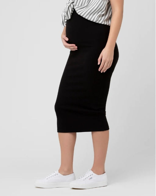 Ripe Ribbed knit Pencil Skirt Black