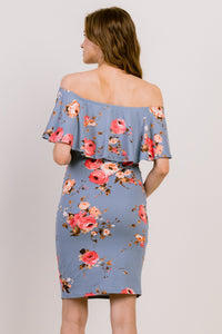 Hello Miz Ruffled Off the Shoulder Dress Black Floral