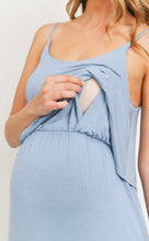 Hello Miz Solid Maternity Nursing Maxi Dress Chambray