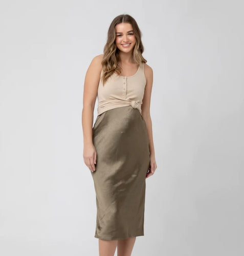 Ripe Lexie Satin Skirt Olive