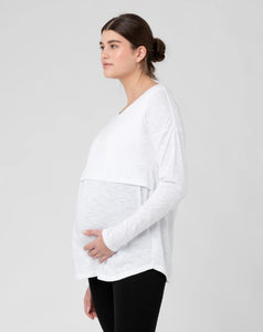 Ripe Richie Long Sleeve Nursing Tee White