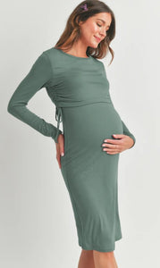 Hello Miz Modal Nursing Dress Dusty Green