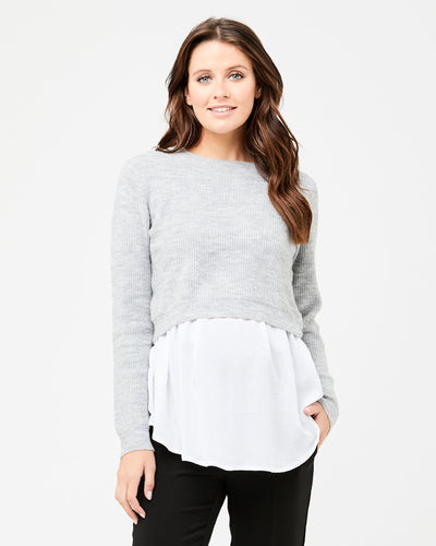 Ripe Organic Cotton Nursing Top in Silver Marle by Ripe Maternity