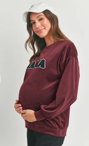 Hello Miz Velvet Maternity Sweater Mama Burgandy