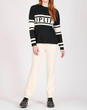Brunette the Label Uplift Crew Neck Knit Sweater Black/Cream